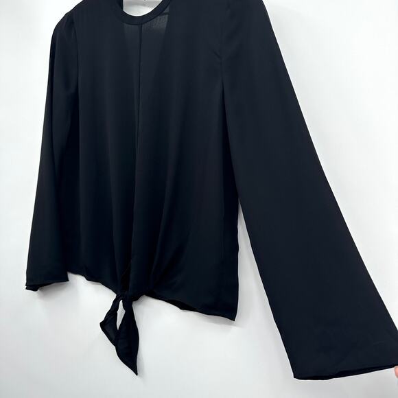 NEW Madewell Bell-Sleeve Tie Front V-Neck Top Blouse in Black Size X-Small NWT - Picture 8 of 13